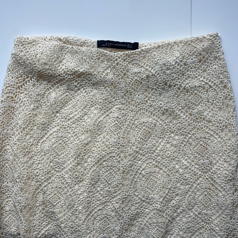 ZARA ECRU GUIPURE LACE
LAYERED A-LINE LONG SKIRT bloggers favourite - Picture 8 of 13